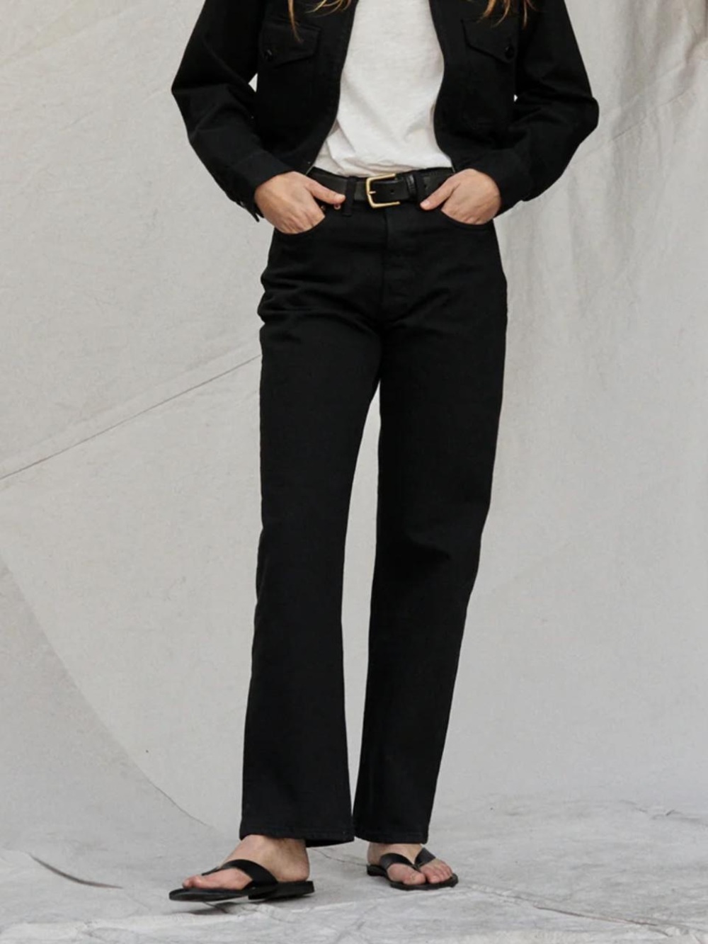NWT Buck Mason Black Rider High Rise Straight Leg Jean